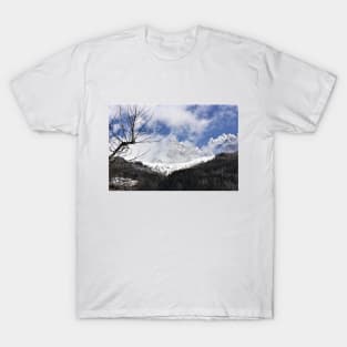 Snowy Mountain Landscape with Tree T-Shirt